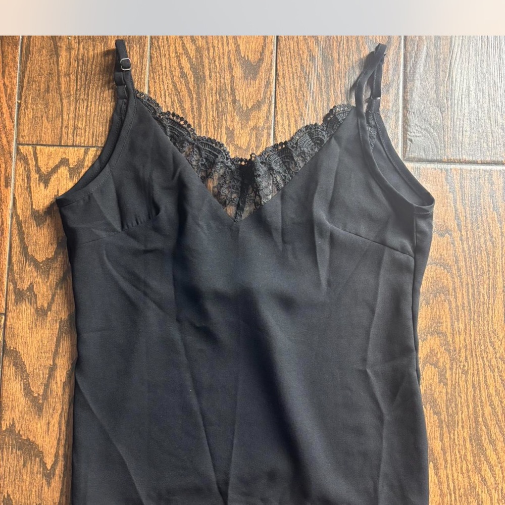 Black Lace Trim Cami Top - Women